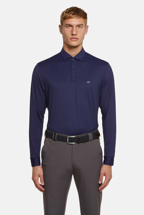Meyer Bryson Active High Performance Long Sleeve Jersey-Look Polo Marine