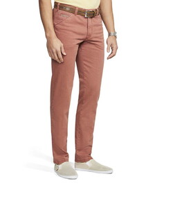 Meyer Chicago Uni Color Fine Texture Canvas Look Délavé Pants Rust