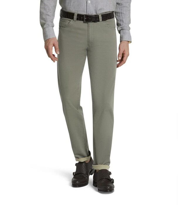 Meyer Dublin 5-Pocket Uni Color Cotton Stretch Broek Olive