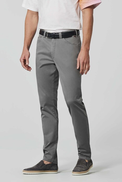 Meyer Dublin Swing Pocket Micro Pattern Organic Cotton Broek Grijs