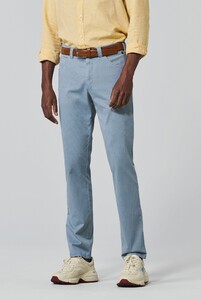 Meyer Dublin Swing Pocket Micro Pattern Organic Cotton Broek Licht Blauw