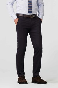 Meyer Exclusive Ultimate Flannel Reda Flexo Subtle Smart Stretch Wool Pants Navy