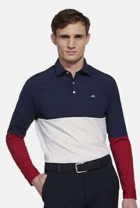 Meyer Justin Active High Performance Longsleeve Color Block Polo Marine-Multi
