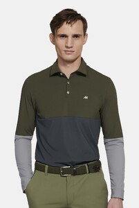 Meyer Justin Active High Performance Longsleeve Color Block Polo Olive-Multi