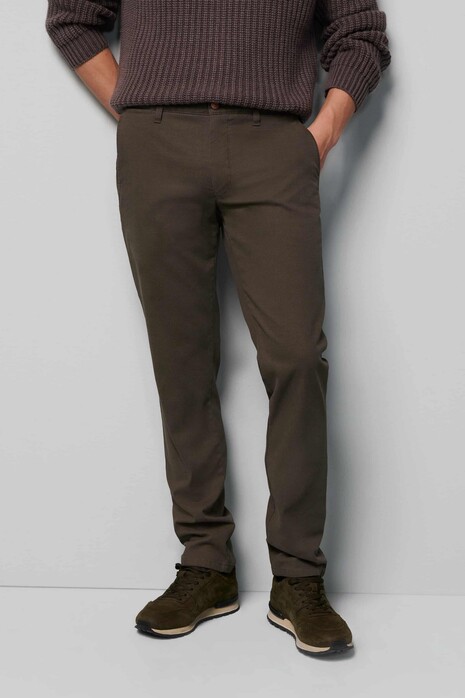 Meyer M5 Chino Micro Structure Organic Cotton Blend Comfort Stretch Broek Dark Brown