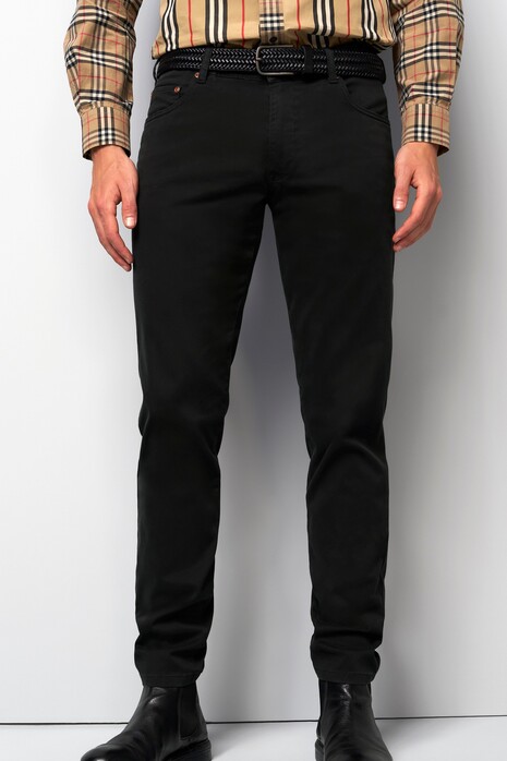 Meyer M5 Five High Performance Satin Organic Cotton Blend 5-Pocket Broek Zwart