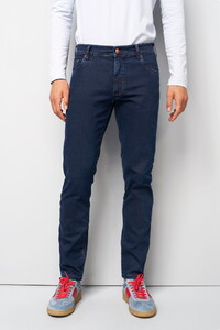 Meyer M5 Five Super Stretch 5-Pocket Contrast Multicolour Stitching Jeans Donker Blauw