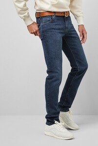 Meyer M5 Slim Comfort Stretch Cross Denim Organic Cotton Jeans Overdyed Blue Used