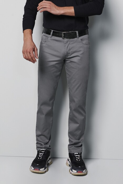 Meyer M5 Slim Micro Structure Super-Stretch Organic Cotton Broek Grijs