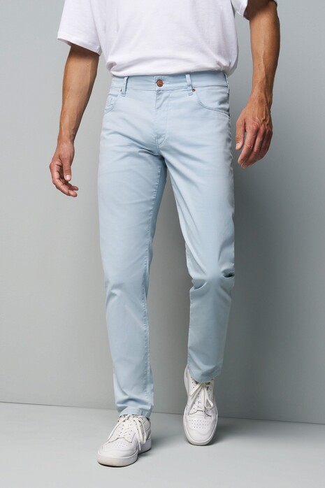 Meyer M5 Slim Micro Structure Ultralight Organic Cotton Broek Licht Blauw