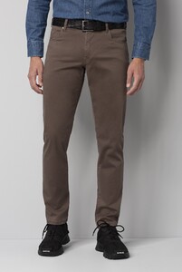 Meyer M5 Slim Pima Cotton Satin Super-Stretch 5-Pocket Broek Bruin