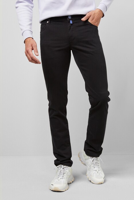 Meyer M5 Slim Pima Cotton Satin Super-Stretch 5-Pocket Broek Zwart