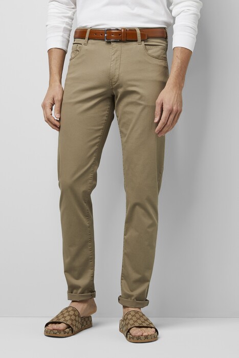 Meyer M5 Slim Super Stretch Organic Cotton Blend Broek Stone Beige