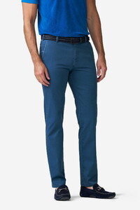 Meyer New York Casual Lightweight Two-Tone Look Organic Cotton Stretch Broek Blauw