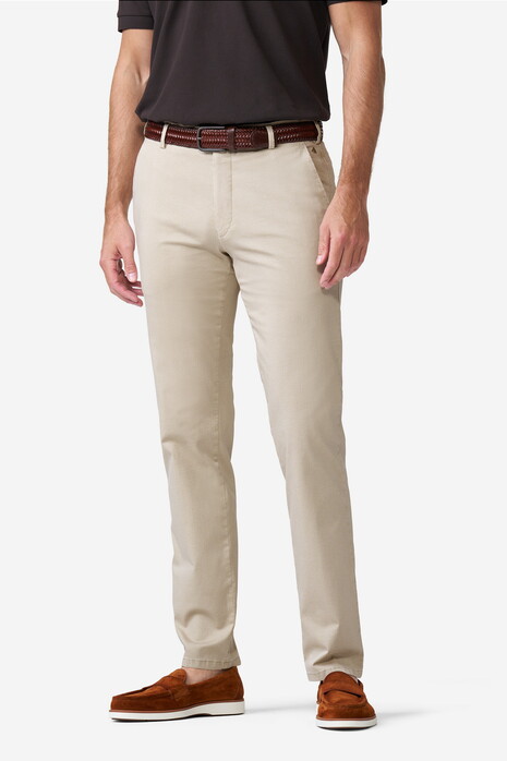 Meyer New York Fine Pima Cotton Satin Kapok Subtle Texture Pattern Broek Beige