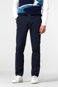 Meyer New York Fine Texture Organic Cotton Flat-Front Chino Pants Navy