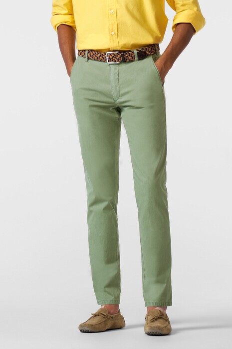 Meyer Oslo Flex Ultralight Microstructure Cotton Two-Way Stretch Broek Sage Green
