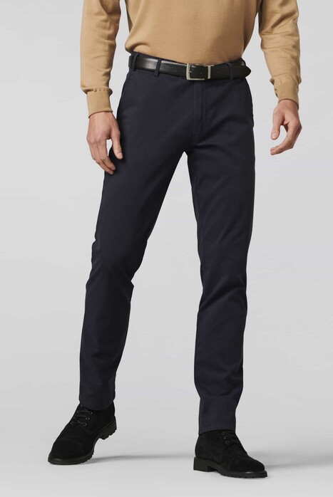 Meyer Oslo Modern Fairtrade Cotton Flatfront Flex Broek Navy
