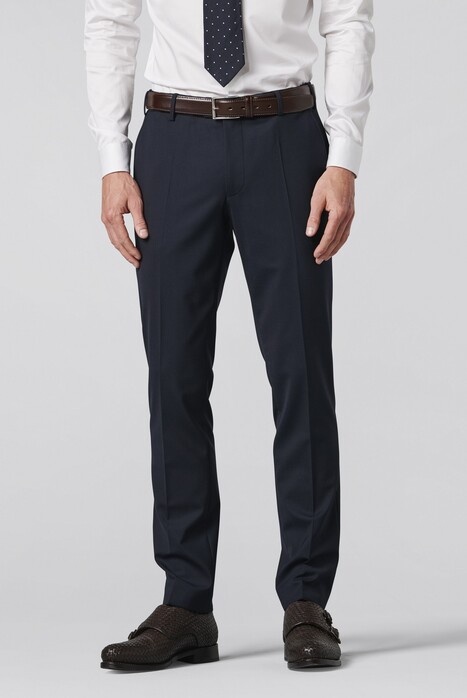 Meyer Oslo Tropical Wool Travel Flex Waistband 4-Way-Stretch Broek Navy