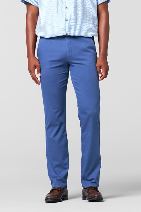 Meyer Roma Fine Uni Color Ultralight Cotton Texture Two-Way Stretch Broek Blauw