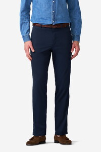 Meyer Roma Organic Cotton Subtle Stretch Fine Details Summer Cotelé Pants Navy