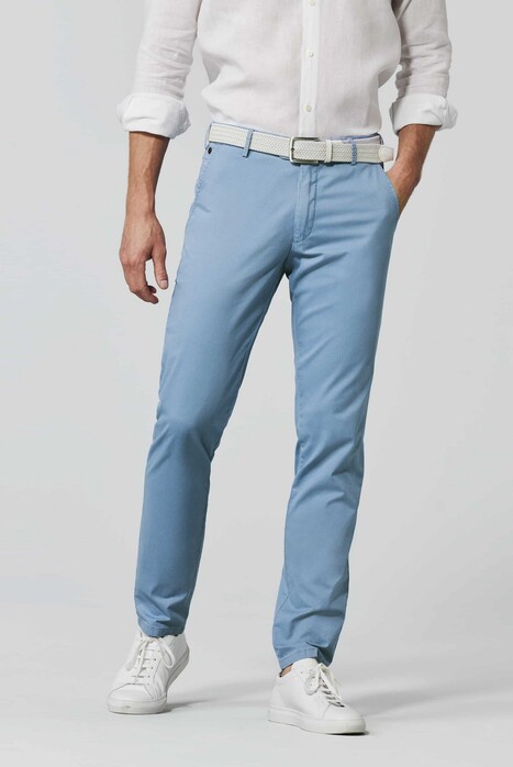 Meyer Tokyo Micro Pattern Organic Cotton Broek Licht Blauw