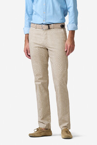 Meyer Tone-on-Tone Comfort Stretch Check Pants Beige
