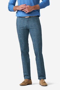 Meyer Tone-on-Tone Comfort Stretch Check Pants Bluegrey