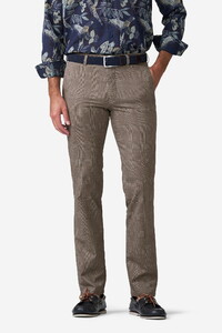 Meyer Tone-on-Tone Comfort Stretch Check Pants Brown