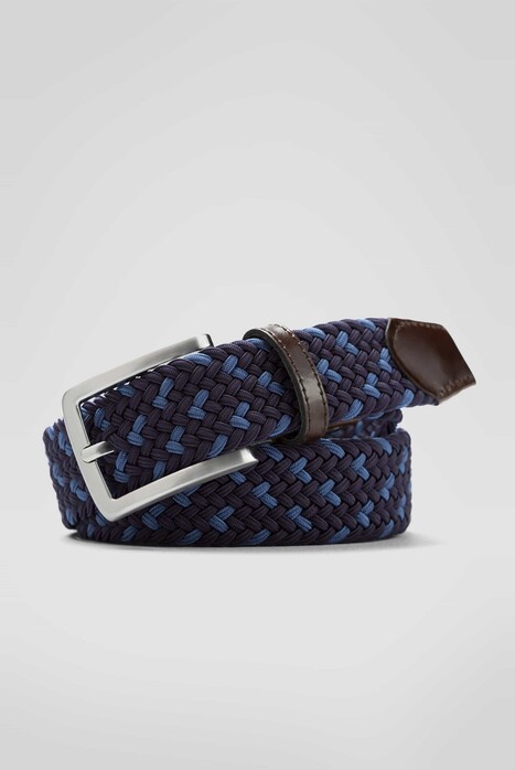 Meyer Woven Texture Stretch Belt Marine-Blue