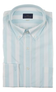 Paul & Shark 120/2 Cotton Stripe Shirt Licht Blauw - Wit