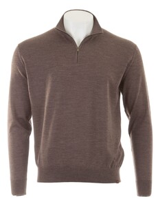 Paul & Shark 140S Superfine Merino Wool Half Zip Trui Coffee Quartz