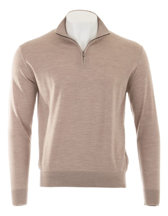 Paul & Shark 140S Superfine Merino Wool Half Zip Trui Humus