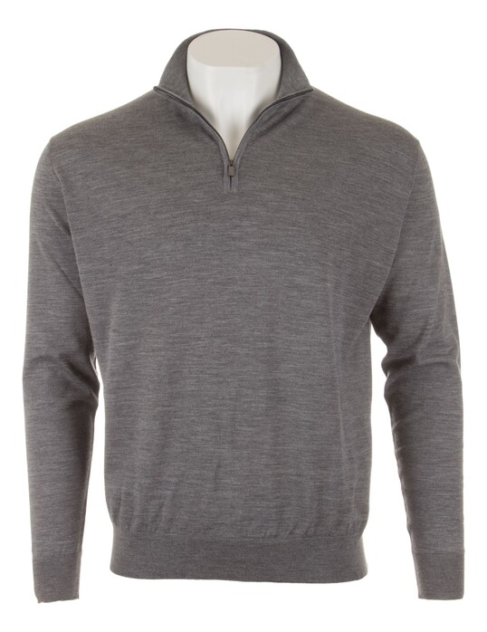 Paul & Shark 140S Superfine Merino Wool Half Zip Trui Pewter