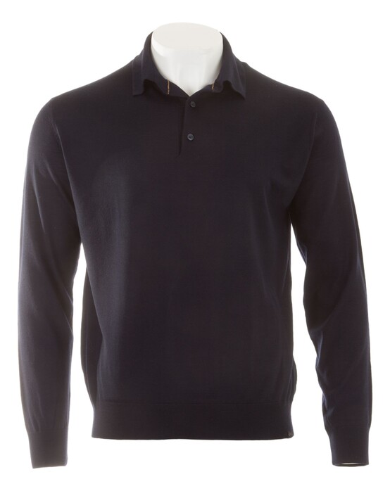 Paul & Shark 140S Superfine Merino Wool Polo Trui Donker Blauw