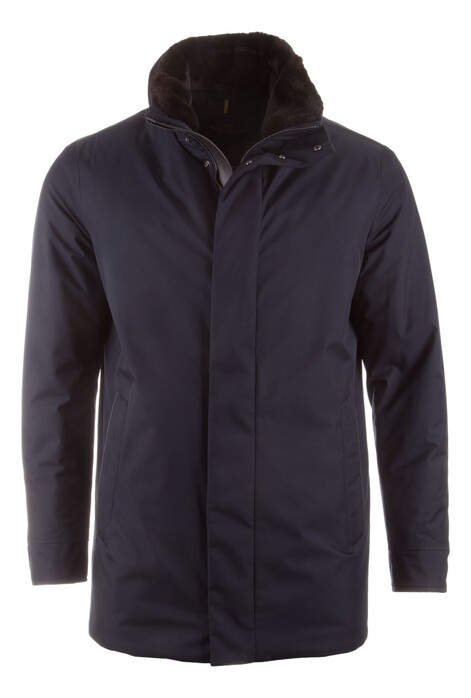 Paul & Shark Carcoat Save the Sea with Leather Details and Shark Fin Jack Dark Evening Blue