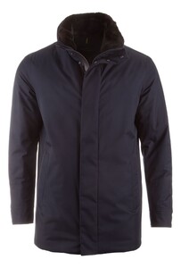 Paul & Shark Carcoat Save the Sea with Leather Details and Shark Fin Jack Donker Blauw