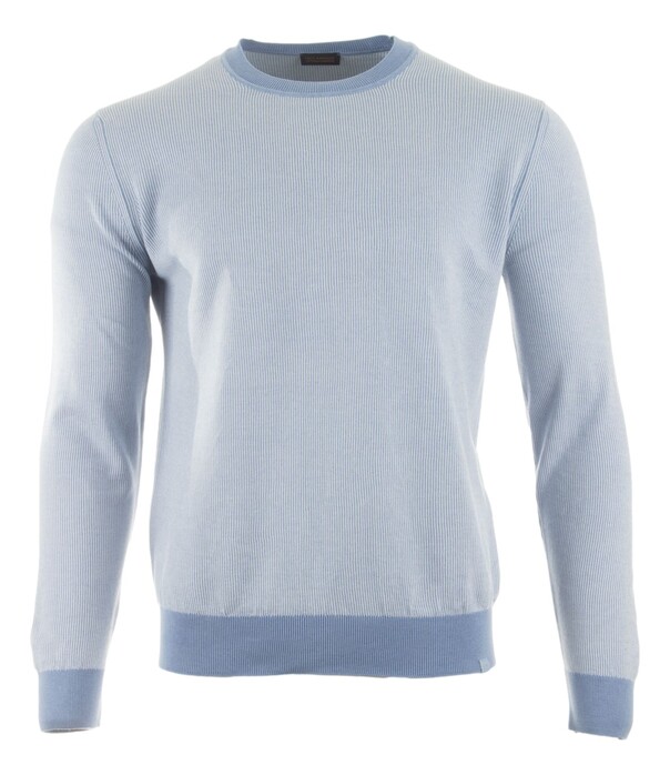 Paul & Shark Cotton & Cashmere Fine-Stripe Crewneck Trui Licht Blauw