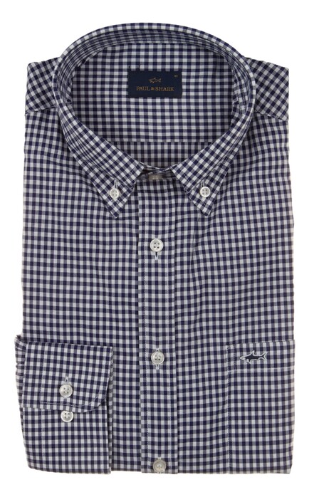 Paul & Shark Cotton Oxford Check Shirt Overhemd Wit-Blauw