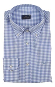 Paul & Shark Cotton Oxford Check Shirt Overhemd Wit-Licht Blauw