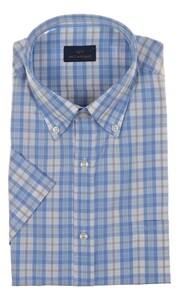 Paul & Shark Cotton poplin Check Shirt Blauw-Zand