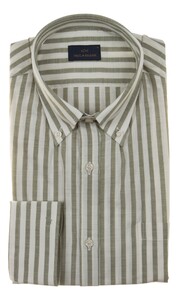 Paul & Shark Cotton Poplin Linen Look Shirt White-Green