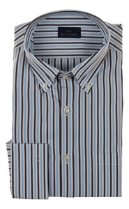 Paul & Shark Cotton Poplin Stripe Overhemd Licht Blauw - Blauw
