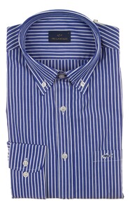 Paul & Shark Cotton Poplin Stripe Shirt Kobalt Blauw - Wit