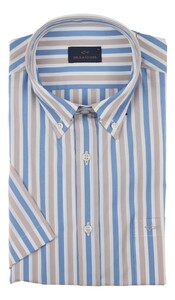 Paul & Shark Cotton Poplin Stripe Shirt Overhemd Blauw-Beige