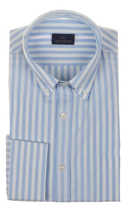 Paul & Shark Cotton Poplin Stripe Shirt Overhemd Licht Blauw