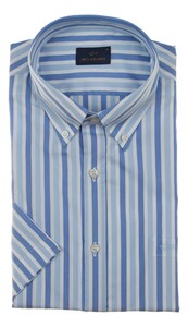 Paul & Shark Cotton Poplin Stripe Shirt White-Cobalt