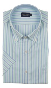 Paul & Shark Cotton Summer Oxford Multitone Stripe Shirt Licht Blauw - Licht Groen