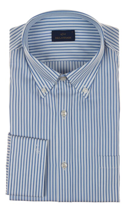 Paul & Shark Cotton Twill 2-Tone Stripe Overhemd Blauw-Blauw