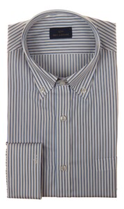 Paul & Shark Cotton Twill 2-Tone Stripe Overhemd Blauw-Zand